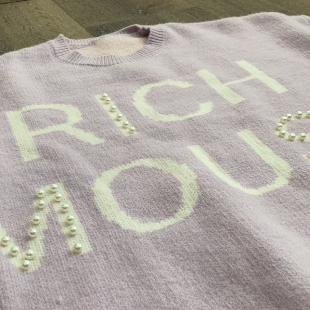 Rare Pastel Purple Knit Oversized Cat Sweater - Picture 5 of 9